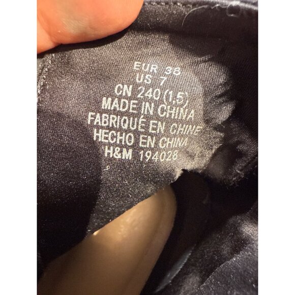 H&M Black Ankle Boots Women Size 38 Faux Leather - Zip Closure, Buckle Strap, Lo - Picture 11 of 16